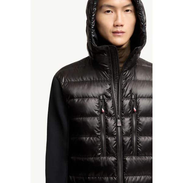 Moncler Padded Zip-Up Hoodie in Black, view 6 | Men's Knitwear | Coveti