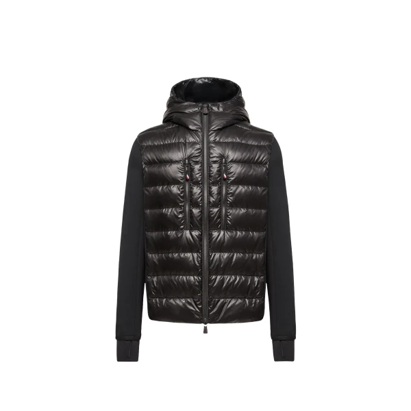 Padded Zip-Up Hoodie in Black