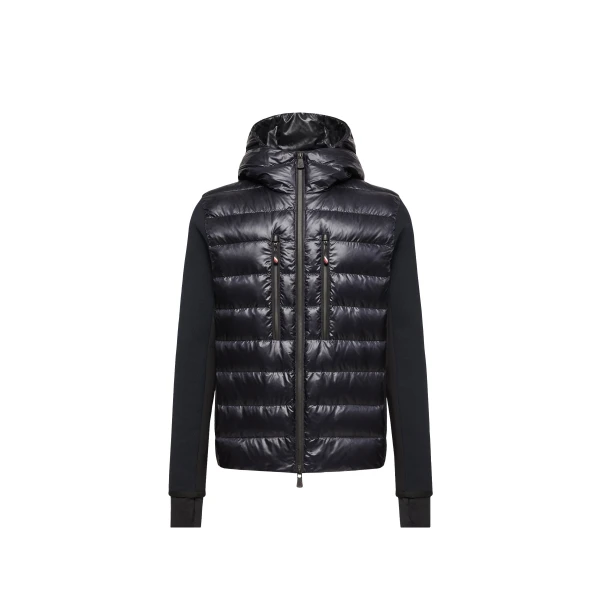 Moncler Padded Zip-Up Hoodie in Navy Blue | Men's Knitwear | Coveti