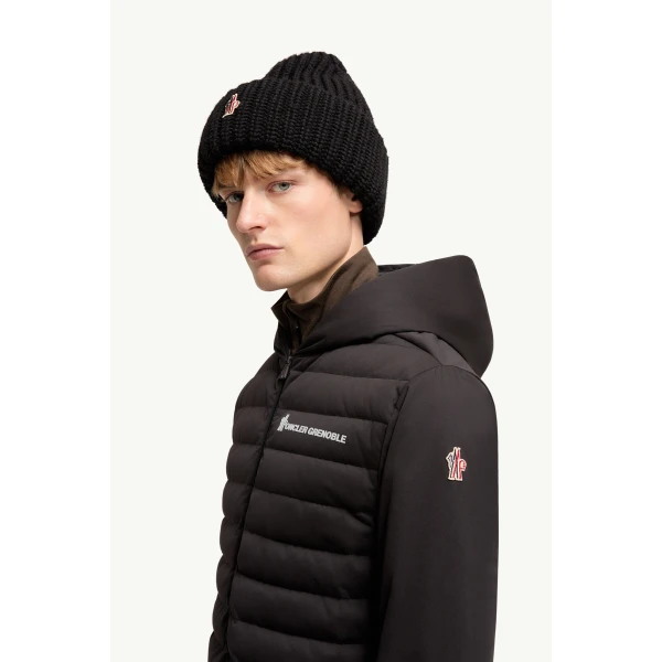 Moncler Padded Zip-Up Sweatshirt in Black, view 3 | Men's Sweatshirts | Coveti