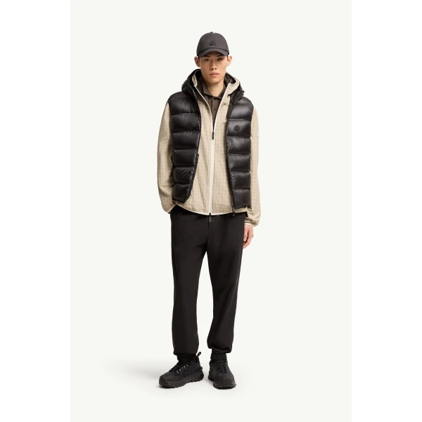 Moncler Panestrel Down Gilet in Black, view 2 | Men's Jackets | Coveti