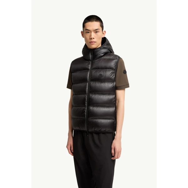Moncler Panestrel Down Gilet in Black, view 4 | Men's Jackets | Coveti