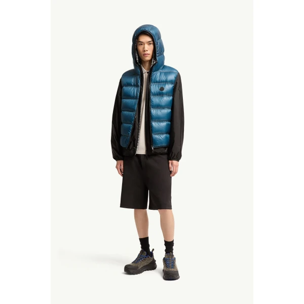 Moncler Panestrel Down Gilet in Teal Blue, view 2 | Men's Jackets | Coveti