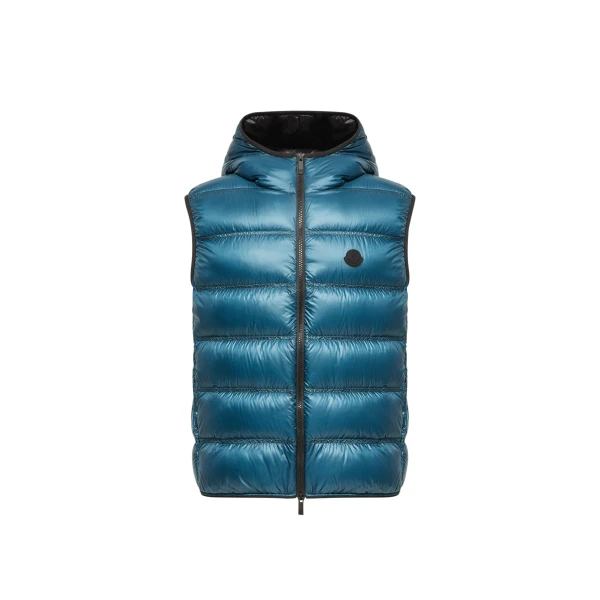 Moncler Panestrel Down Gilet in Teal Blue | Men's Jackets | Coveti