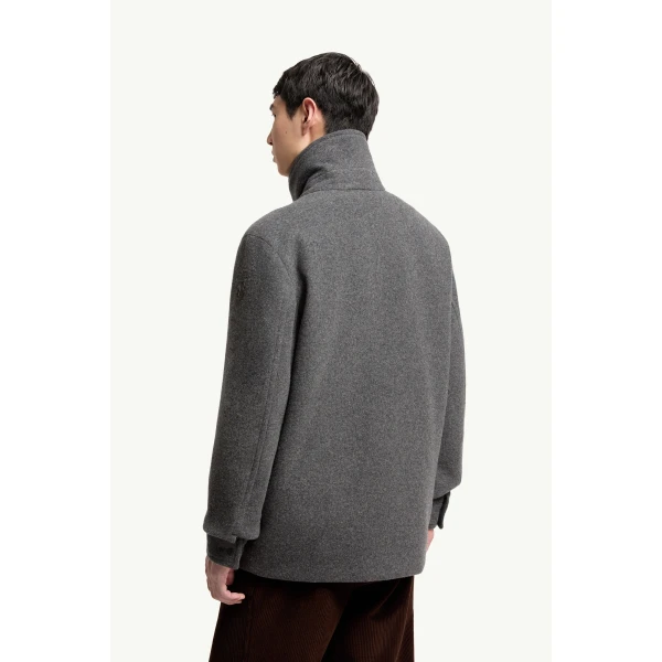 Moncler Panyol Short Wool Down Jacket in Dark Gray, view 5 | Men's Jackets | Coveti