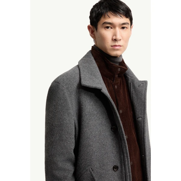 Moncler Panyol Short Wool Down Jacket in Dark Gray, view 6 | Men's Jackets | Coveti