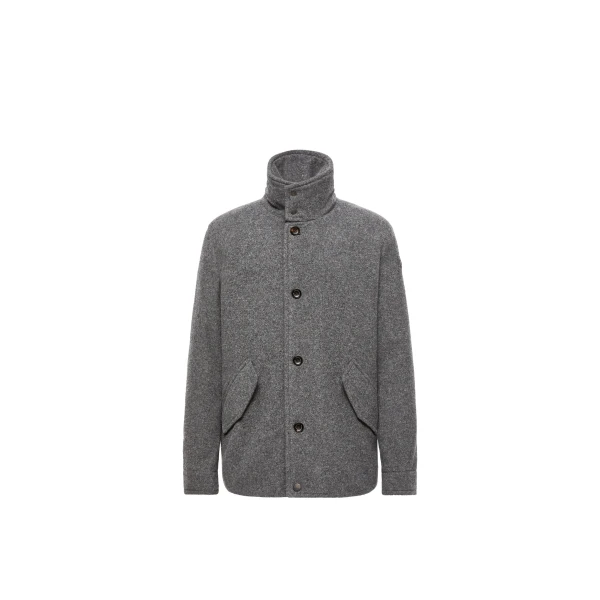 Moncler Panyol Short Wool Down Jacket in Dark Gray | Men's Jackets | Coveti