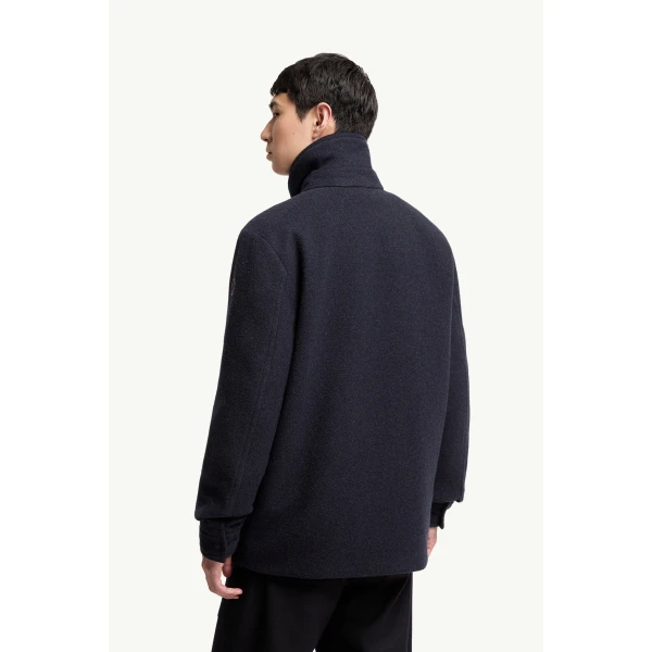 Moncler Panyol Short Wool Down Jacket in Navy Blue, view 5 | Men's Jackets | Coveti