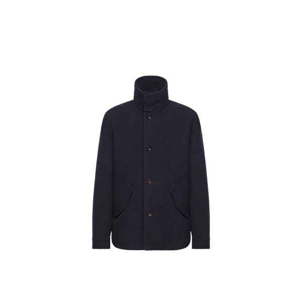 Moncler Panyol Short Wool Down Jacket in Navy Blue | Men's Jackets | Coveti