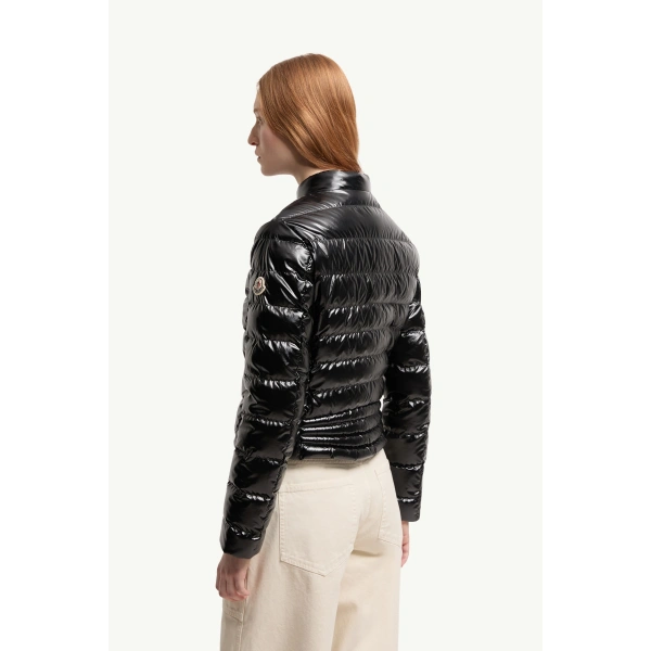 Moncler Papillon Short Down Jacket in Black, view 5 | Women's Puffer Jackets | Coveti