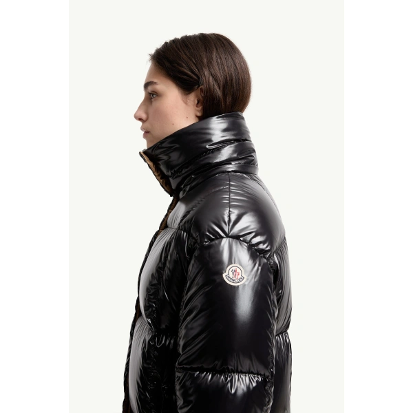 Moncler Parana Hooded Short Down Jacket in Black, view 3 | Women's Puffer Jackets | Coveti