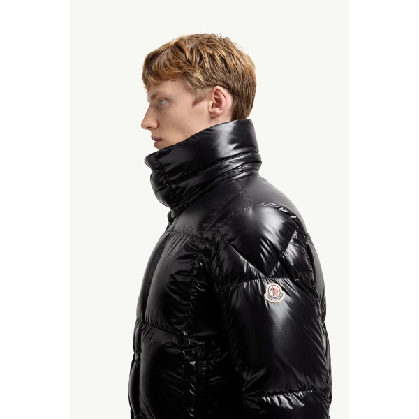 Moncler Parana Hooded Short Down Jacket in Black, view 3 | Men's Jackets | Coveti