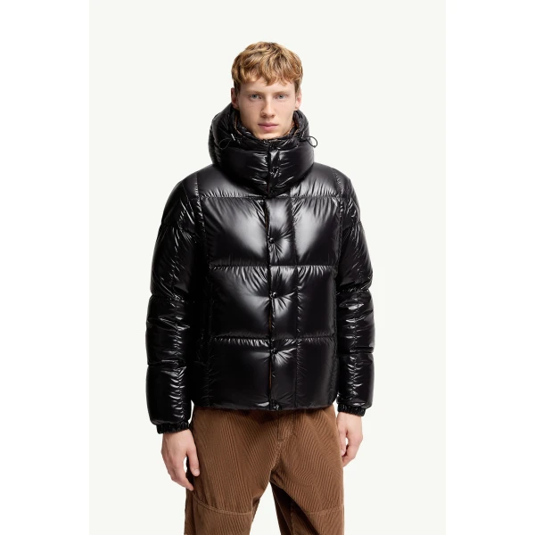 Moncler Parana Hooded Short Down Jacket in Black, view 4 | Men's Jackets | Coveti