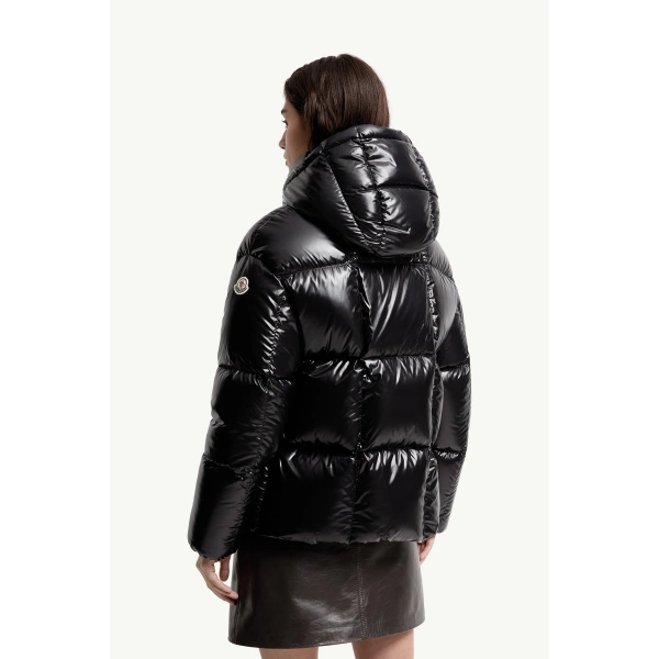 Moncler Parana Hooded Short Down Jacket in Black, view 5 | Women's Puffer Jackets | Coveti