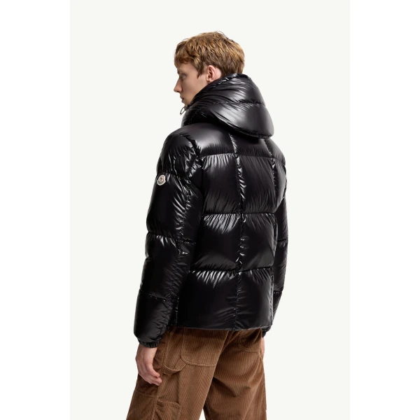 Moncler Parana Hooded Short Down Jacket in Black, view 5 | Men's Jackets | Coveti