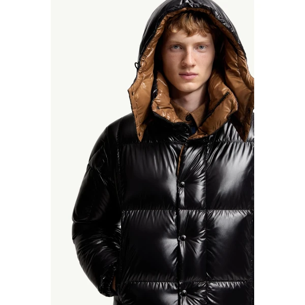 Moncler Parana Hooded Short Down Jacket in Black, view 6 | Men's Jackets | Coveti