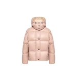 Moncler Parana Hooded Short Down Jacket in Light Pink | Women's Puffer Jackets | Coveti