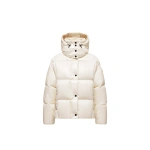 Moncler Parana Hooded Short Down Jacket in White | Women's Puffer Jackets | Coveti