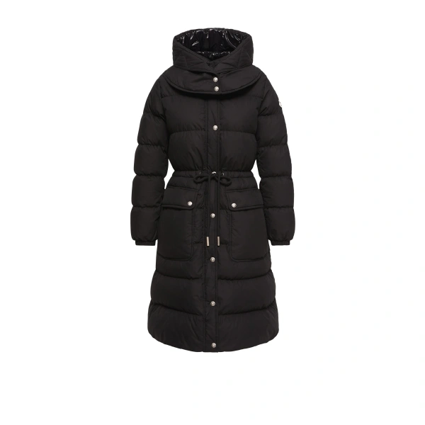 Pic Hooded Long Down Jacket in Black