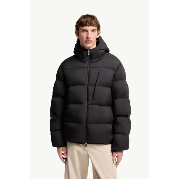 Moncler Poitevin Hooded Short Down Jacket in Black, view 4 | Men's Jackets | Coveti