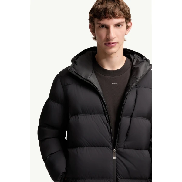 Moncler Poitevin Hooded Short Down Jacket in Black, view 6 | Men's Jackets | Coveti