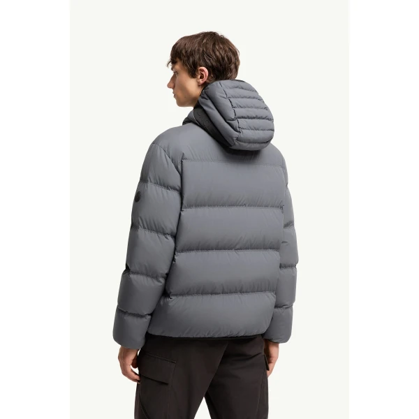 Moncler Poitevin Hooded Short Down Jacket in Gray, view 5 | Men's Jackets | Coveti