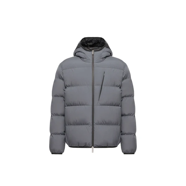 Moncler Poitevin Hooded Short Down Jacket in Gray | Men's Jackets | Coveti