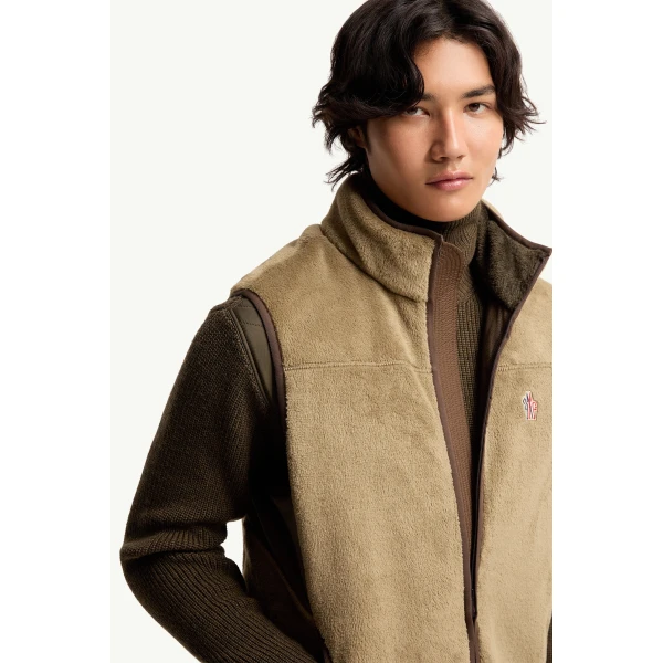 Moncler Polartec Gilet in Light Brown, view 6 | Men's Jackets | Coveti