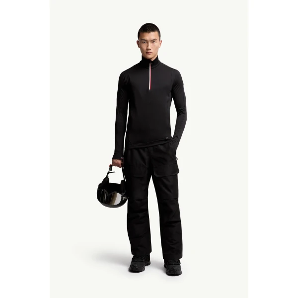 Moncler Polartec Half-Zip Sweatshirt in Black, view 2 | Men's Skiwear | Coveti