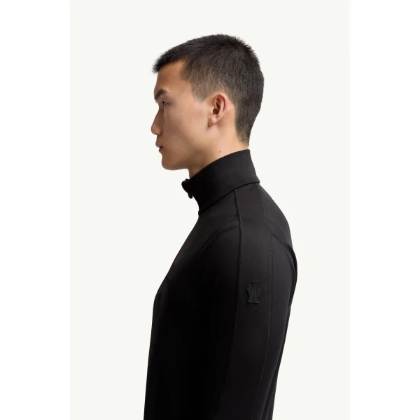 Moncler Polartec Half-Zip Sweatshirt in Black, view 3 | Men's Skiwear | Coveti