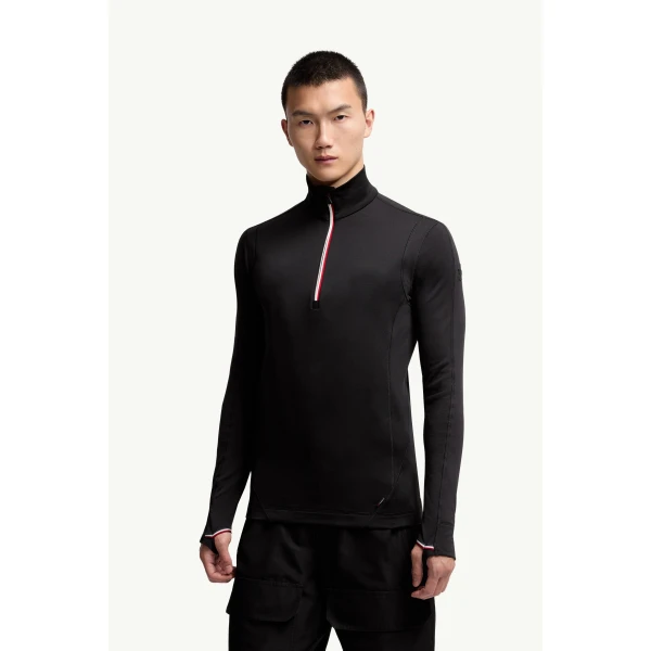 Moncler Polartec Half-Zip Sweatshirt in Black, view 4 | Men's Skiwear | Coveti