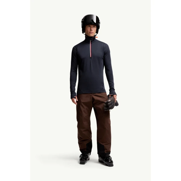 Moncler Polartec Half-Zip Sweatshirt in Navy Blue, view 2 | Men's Skiwear | Coveti