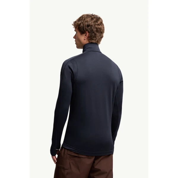 Moncler Polartec Half-Zip Sweatshirt in Navy Blue, view 5 | Men's Skiwear | Coveti