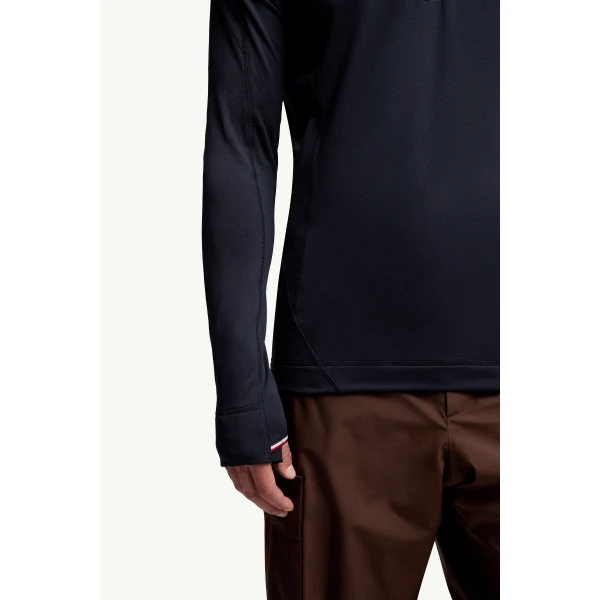 Moncler Polartec Half-Zip Sweatshirt in Navy Blue, view 6 | Men's Skiwear | Coveti
