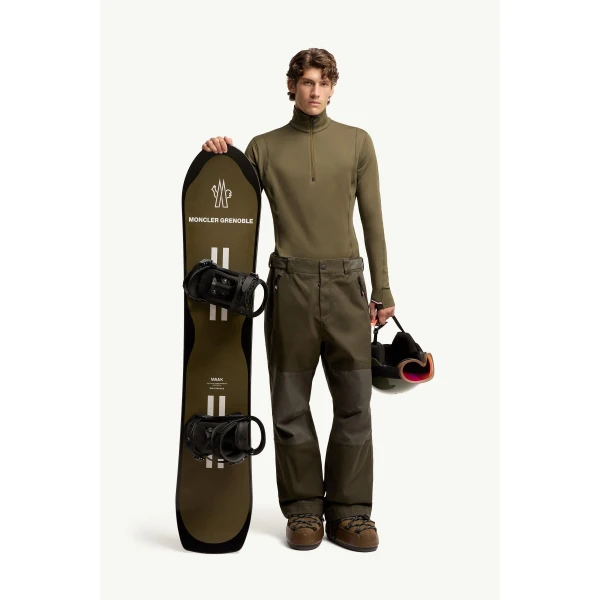 Moncler Polartec Half-Zip Sweatshirt in Olive Green, view 2 | Men's Skiwear | Coveti