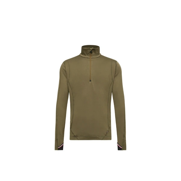 Moncler Polartec Half-Zip Sweatshirt in Olive Green | Men's Skiwear | Coveti