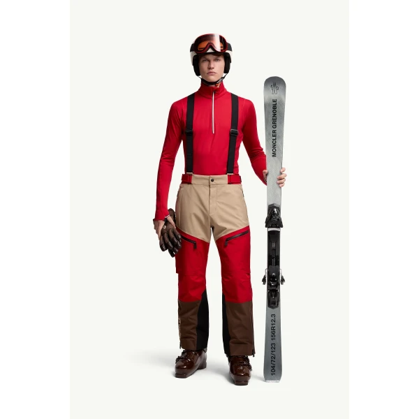 Moncler Polartec Half-Zip Sweatshirt in Red, view 2 | Men's Skiwear | Coveti