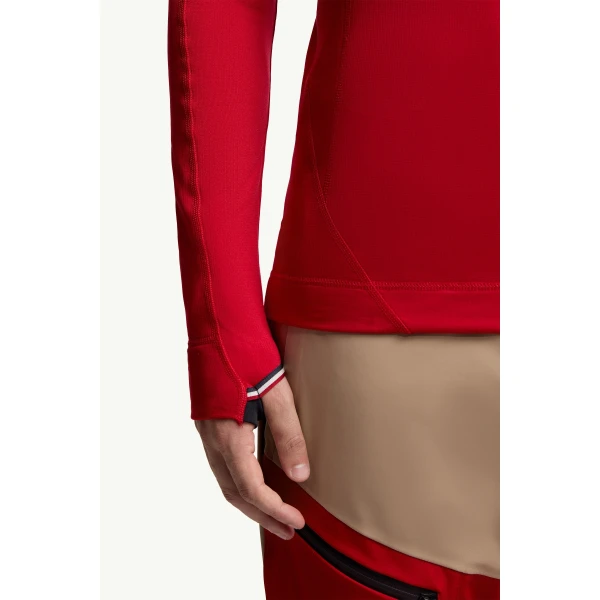 Moncler Polartec Half-Zip Sweatshirt in Red, view 6 | Men's Skiwear | Coveti