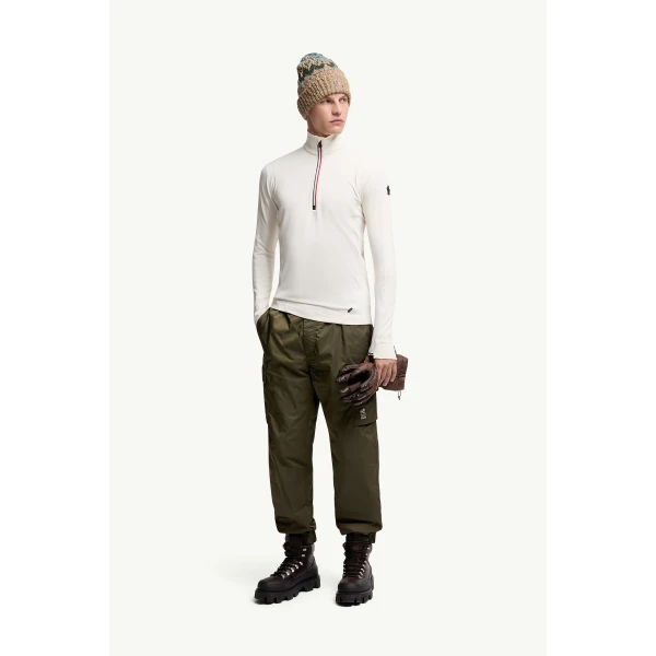 Moncler Polartec Half-Zip Sweatshirt in White, view 2 | Men's Skiwear | Coveti