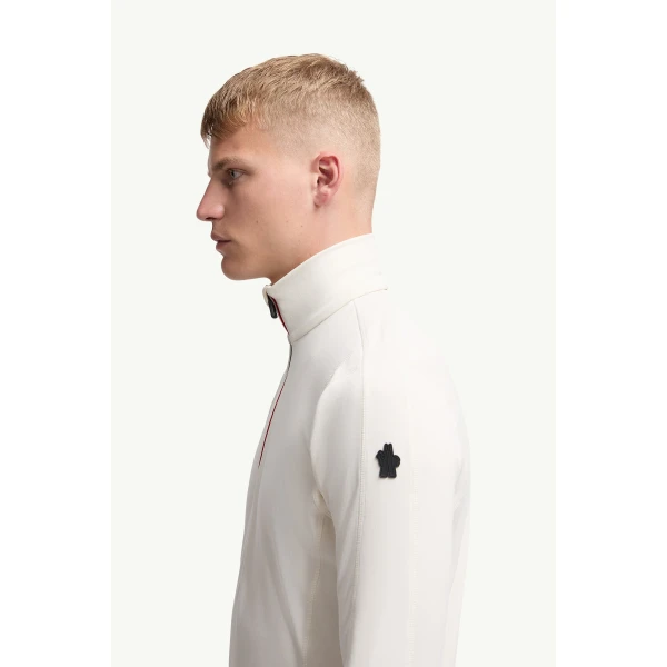 Moncler Polartec Half-Zip Sweatshirt in White, view 3 | Men's Skiwear | Coveti
