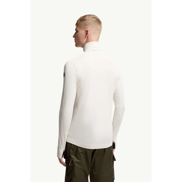 Moncler Polartec Half-Zip Sweatshirt in White, view 5 | Men's Skiwear | Coveti