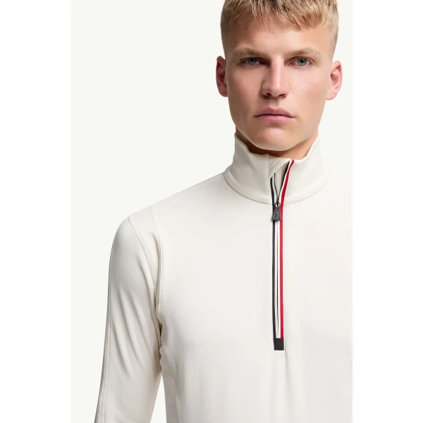 Moncler Polartec Half-Zip Sweatshirt in White, view 6 | Men's Skiwear | Coveti