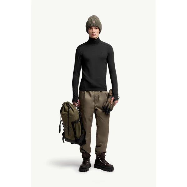 Moncler Polartec Polo Neck in Black, view 2 | Men's Skiwear | Coveti