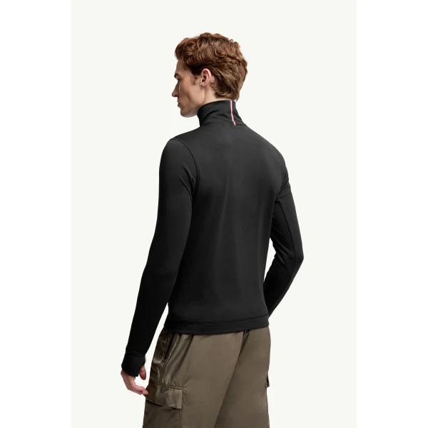 Moncler Polartec Polo Neck in Black, view 5 | Men's Skiwear | Coveti