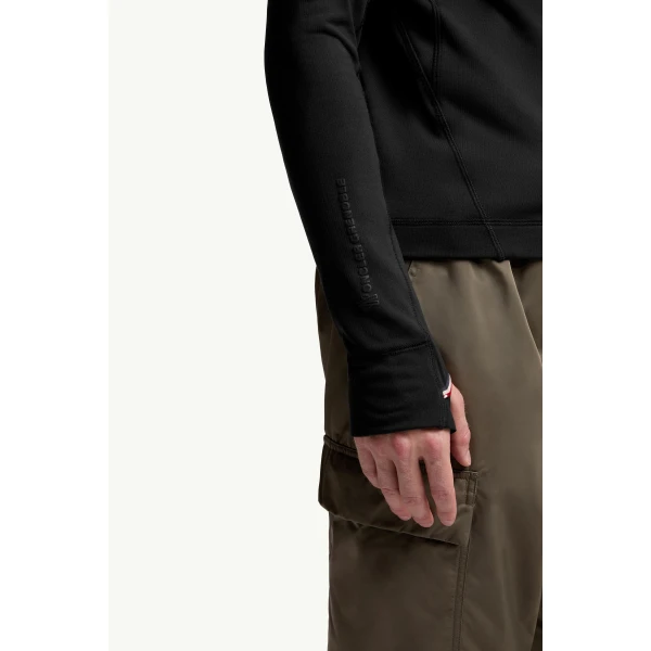 Moncler Polartec Polo Neck in Black, view 6 | Men's Skiwear | Coveti