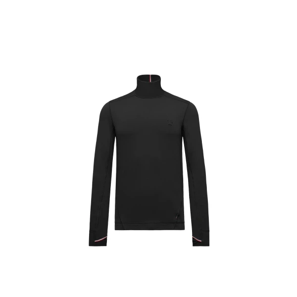 Moncler Polartec Polo Neck in Black | Men's Skiwear | Coveti