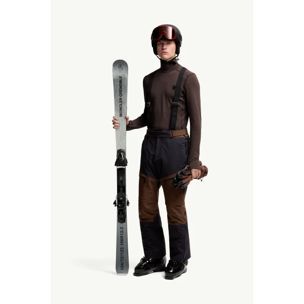 Moncler Polartec Polo Neck in Brown, view 2 | Men's Skiwear | Coveti