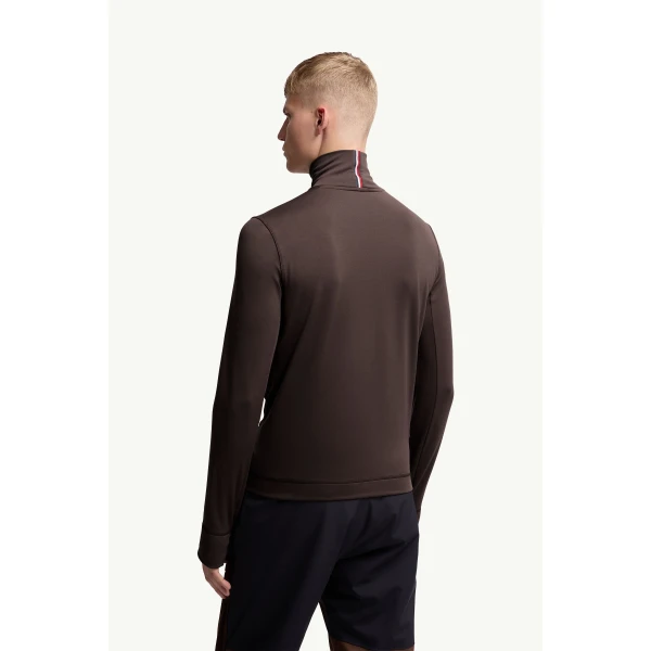 Moncler Polartec Polo Neck in Brown, view 5 | Men's Skiwear | Coveti