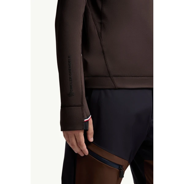 Moncler Polartec Polo Neck in Brown, view 6 | Men's Skiwear | Coveti