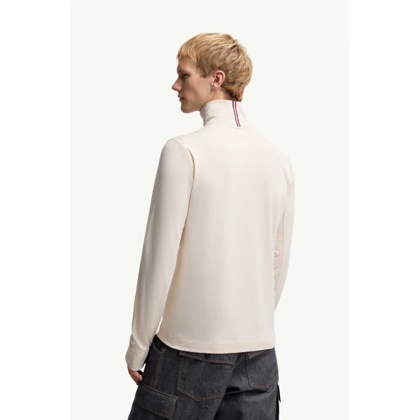 Moncler Polartec Polo Neck in White, view 5 | Men's Skiwear | Coveti